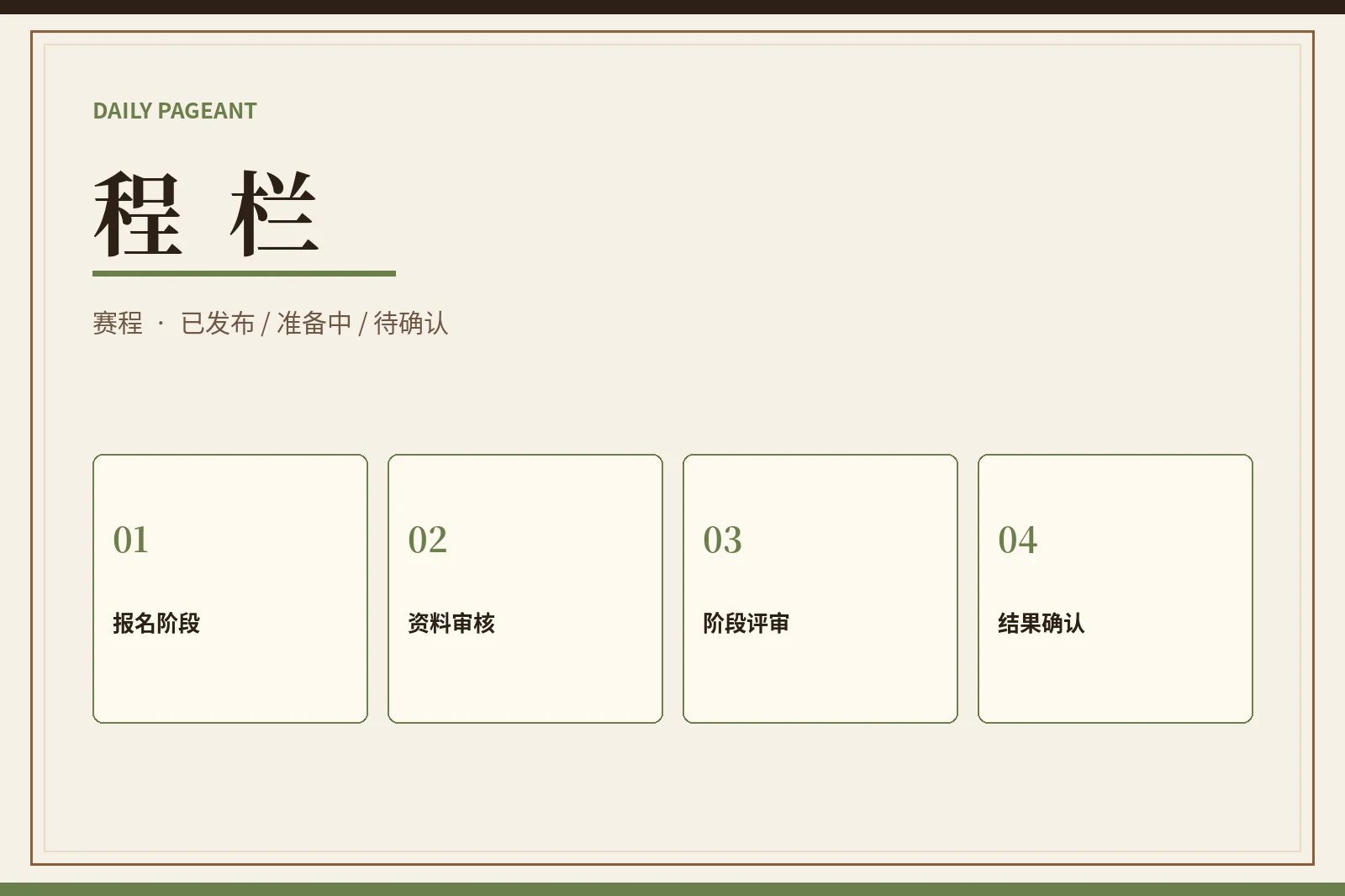 程栏只记录可以确认的阶段,不编造日期